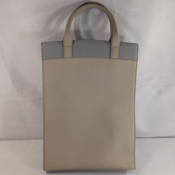 Tesla Corsicana Tote Leather Purse Bag NEW NWT Beige Grey Handbag Satchel $500 - Picture 4 of 16